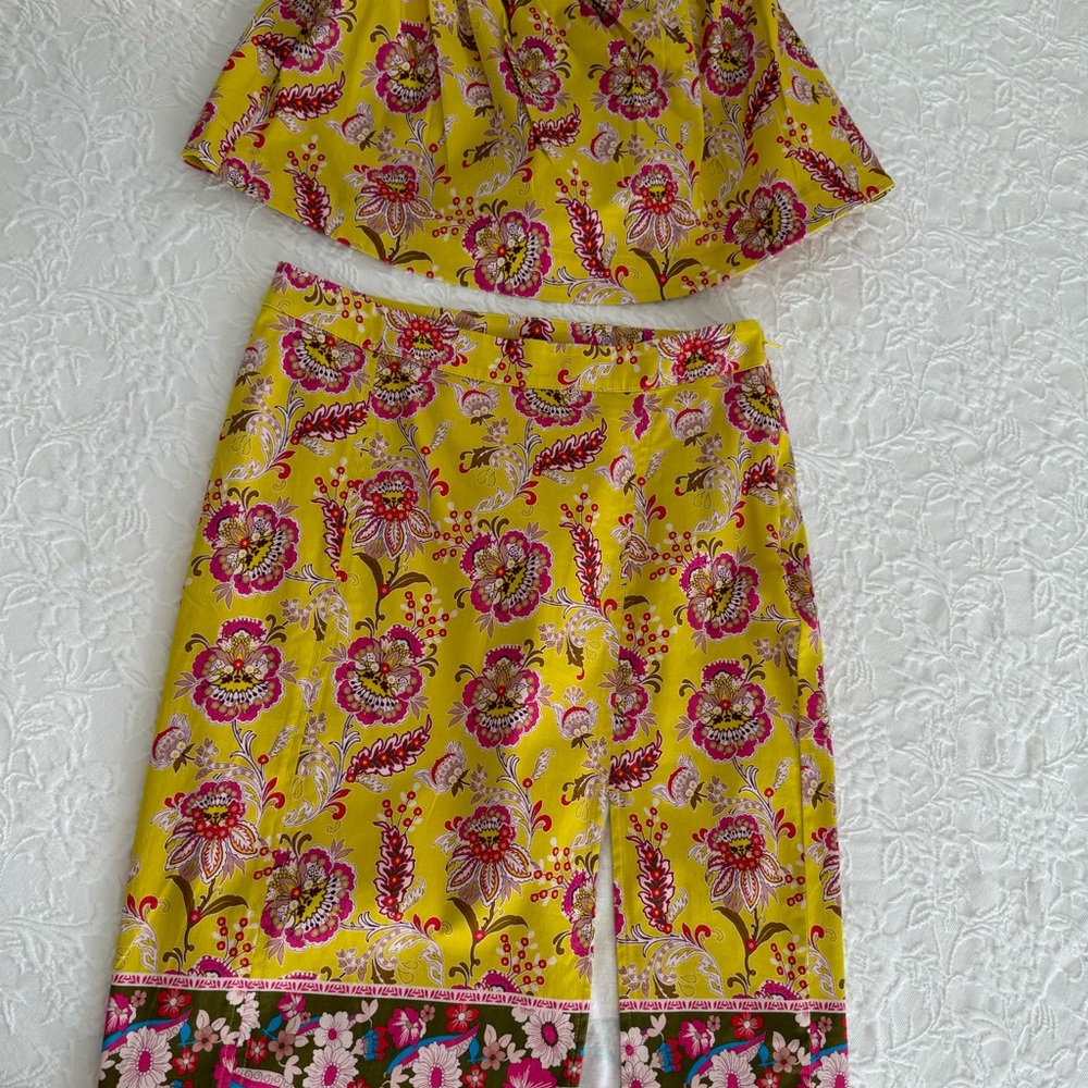 Floral Two-Piece Set in Yellow and Pink